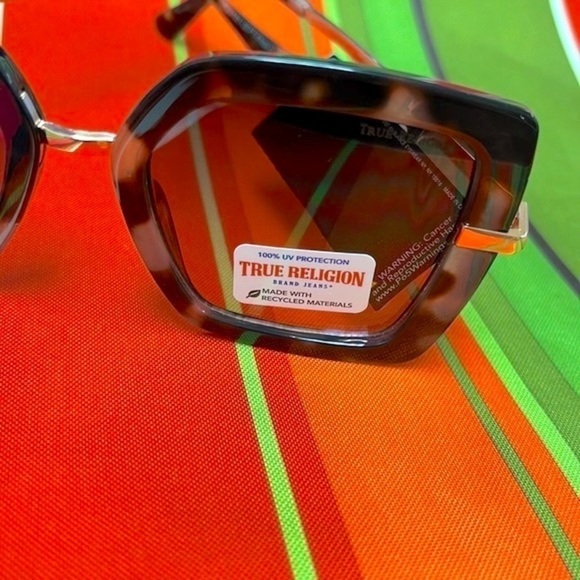 Brand New True Religion Tortoise Mod Square Cat Eye Sunglasses 100% UV Protect - Picture 5 of 14